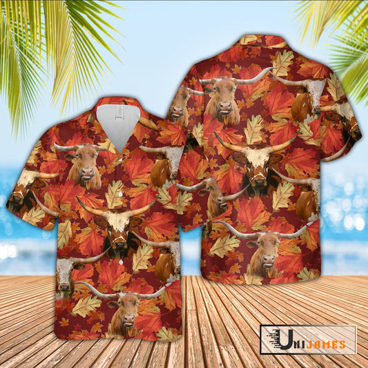 Uni Texas Longhorn Autumn Farm 3D Hawaiian Shirt