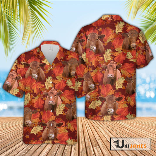 Uni Red Angus Autumn Farm 3D Hawaiian Shirt