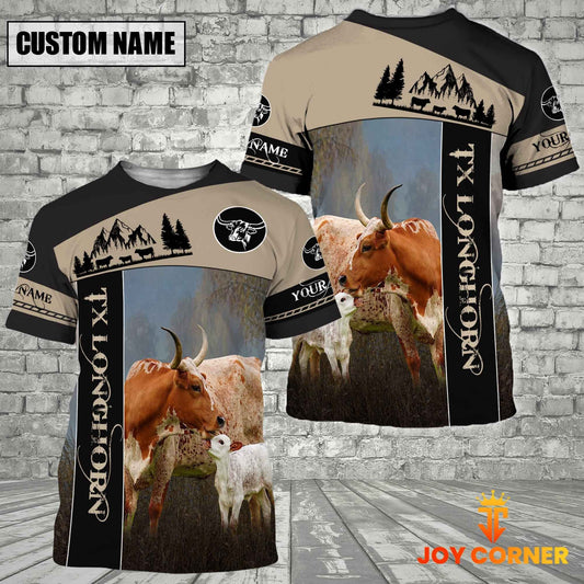 Uni Texas Longhorn Farmhouse Customized Name 3D T-Shirt