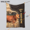 Uni Personalized Name Red Wagyu Leather Pattern Blanket