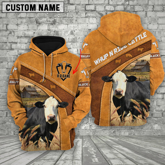 Uni Personalized Name Farm Black Baldy Cattle Hoodie