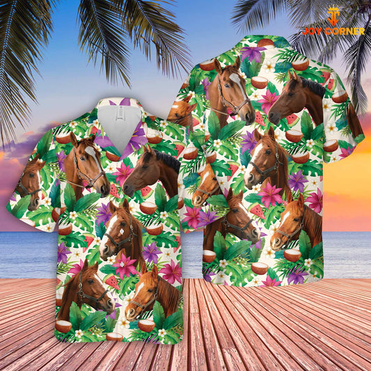Unique Horse Summer Floral 3D Hawaiian Shirt