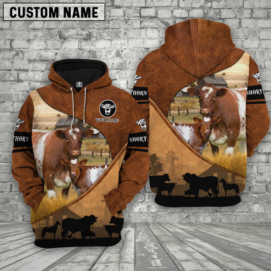 Uni Shorthorn Farming Dark Brown Personalized 3D Hoodie