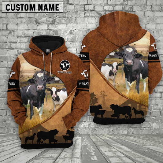 Uni Holstein Farming Dark Brown Personalized 3D Hoodie
