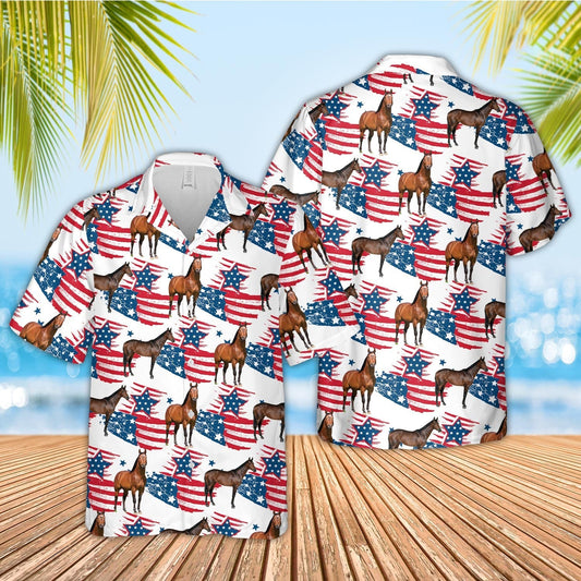 Unique Horse Happy Flag 3D Hawaiian Shirt