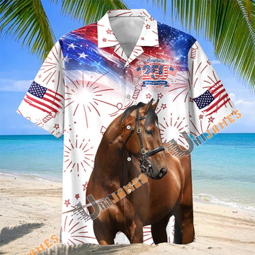 Unijames Thoroughbred Horse America 250 Years of Freedom Hawaiian Shirt