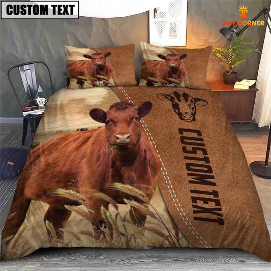 Uni Custom Name Red Angus Cattle Brown Bedding Set