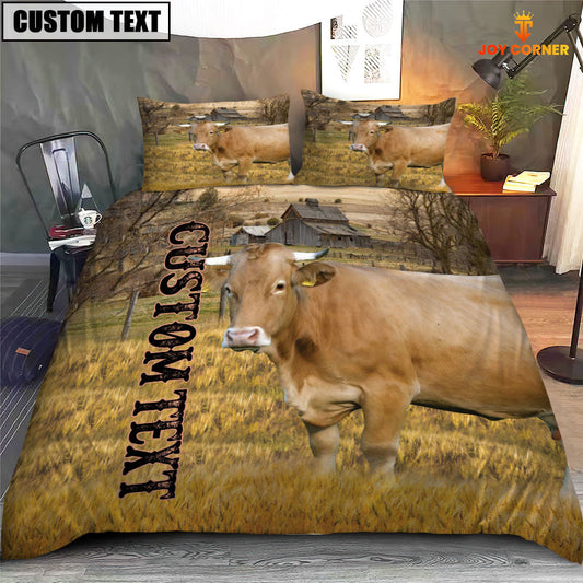 Uni Personalized Name Gelbvieh Cattle On The Farm 3D Bedding Set
