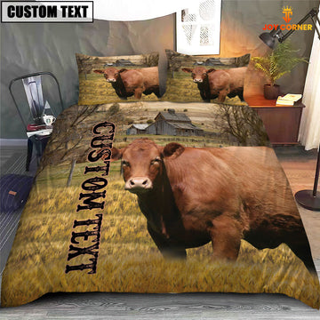 Uni Personalized Name Red Angus Cattle On The Farm 3D Bedding Set