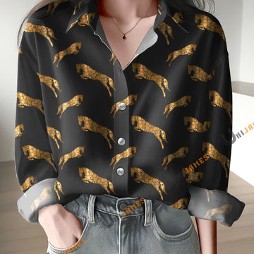Unique Jumping Horses Print Casual Long Sleeve Comfortable Shirt