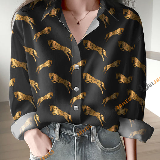 Unique Jumping Horses Print Casual Long Sleeve Comfortable Shirt