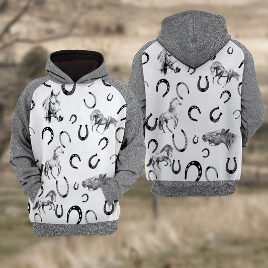 Uni Horse Black & White Raglan Hoodie