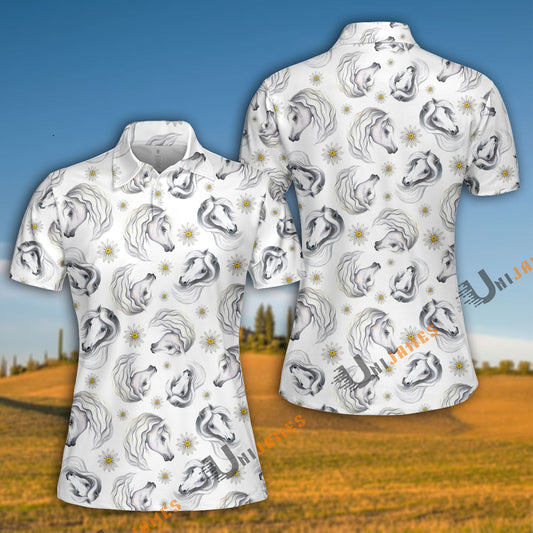 Unique Horse Pattern Polo Shirt