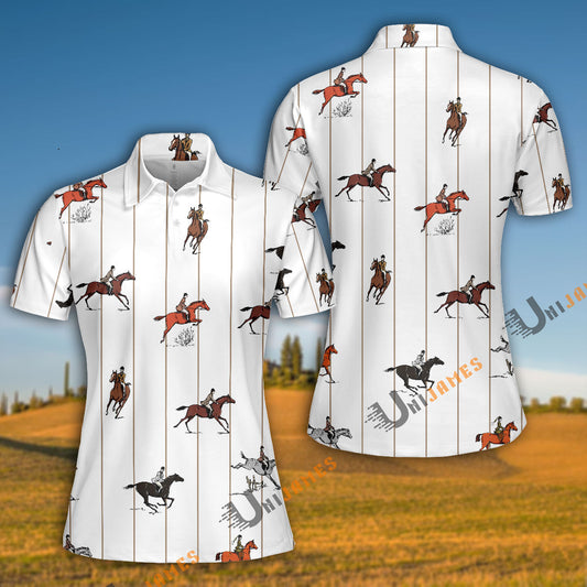 Unique Horse Stripe Pattern Polo Shirt