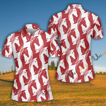Unique Horse Red Pattern Polo Shirt