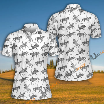 Unique Horse Watercolor Pattern Polo Shirt