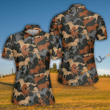 Unique Horse Camouflage Pattern  Polo Shirt