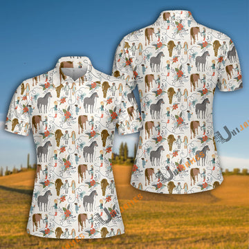 Unique Horse Cowboy Pattern Polo Shirt