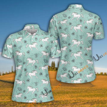 Unique Horse Mint Pattern Polo Shirt