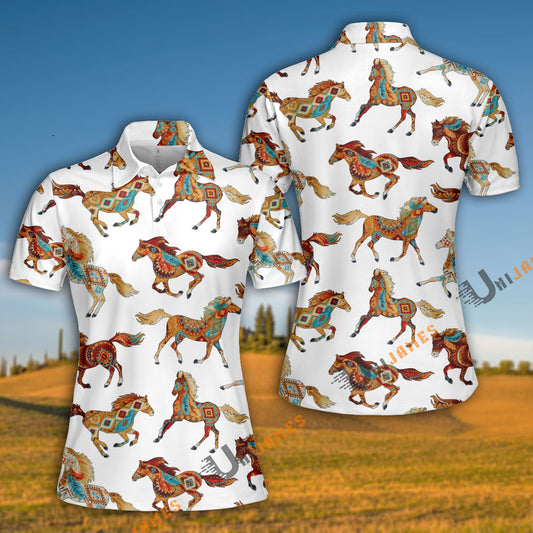 Unique Horse Pattern Polo Shirt