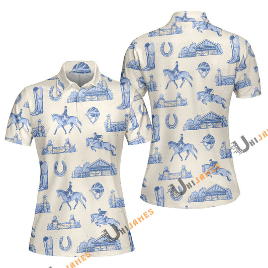 Unique Horse Racing Pattern Polo Shirt