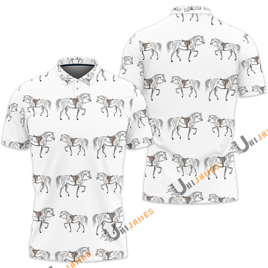 Unique Horse Saddle Pattern Polo Shirt