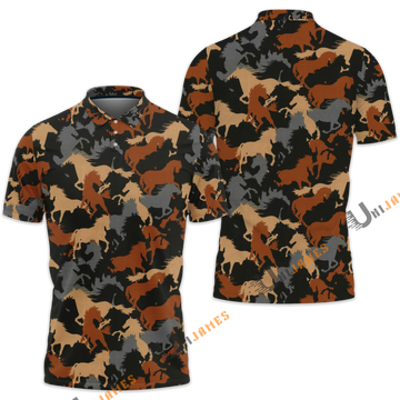 Unique Horse Camo Pattern Polo Shirt