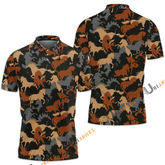Unique Horse Camo Pattern Polo Shirt
