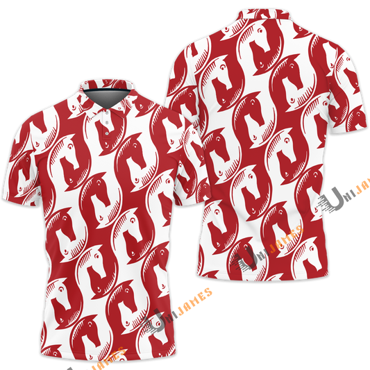 Unique Horse Red Pattern Polo Shirt