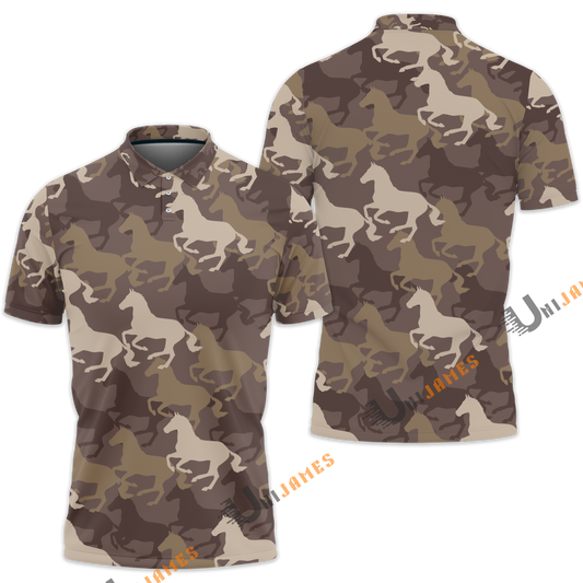 Unique Horse Camo Pattern Polo Shirt