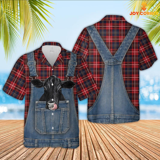 Unique Black Angus Red Plaid Pattern 3D Shirts