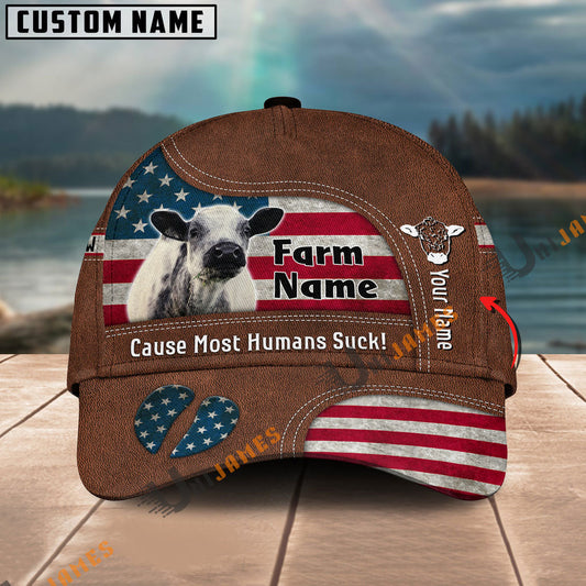 Uni Speckle Park US Flag Customized Name And Farm Name Cap