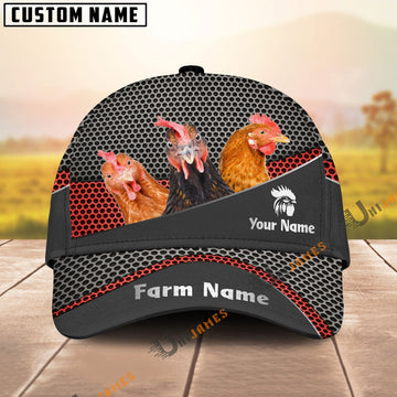 Uni Chicken Black Metal Customized Name And Farm Name Cap