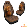 Uni Highland Cattle Leather Carving Customized Name Car Seat Cover Set