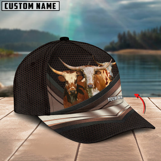 Uni Happiness Texas Longhorn Customized Name Brown 3D Classic Cap
