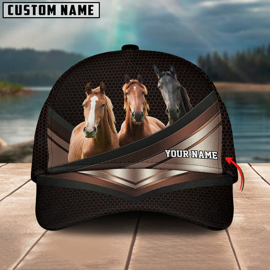 Uni Happiness Horse Customized Name Brown 3D Classic Cap