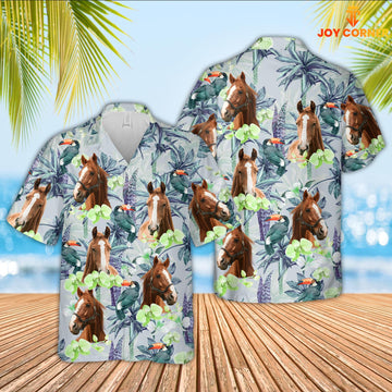 Uni Horse Flower Pattern 3D Hawaiian Shirt