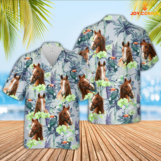 Uni Horse Flower Pattern 3D Hawaiian Shirt