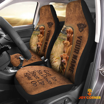 Uni Highland Personalized Name Leather Pattern Car Seat Covers Universal Fit For Customer (2Pcs)