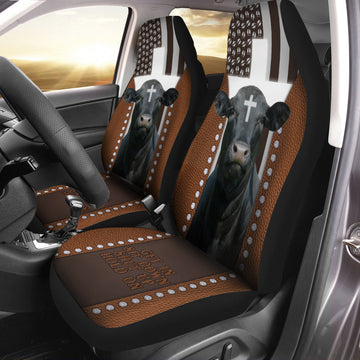 Uni Jesus Black Angus Pattern Car Seat Cover Set