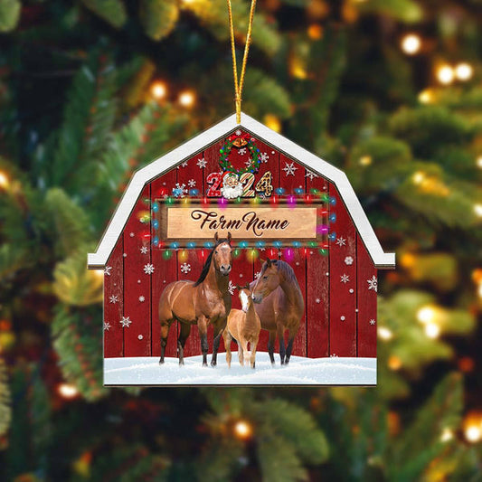 Uni Horse Cattle Lovers Christmas Gift Red Barn Custom Shape Acrylic Ornament