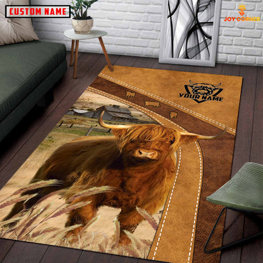 Uni Highland Farming Brown Personalized Name 3D Rug