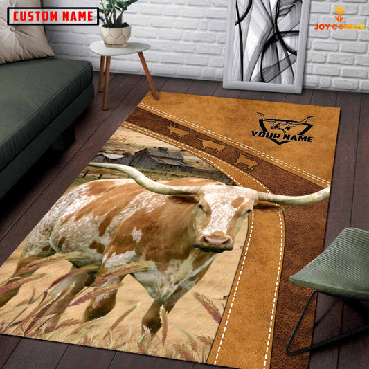 Uni Texas Longhorn Farming Brown Personalized Name 3D Rug