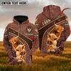 Uni Highland Cattle Personalized Name Brown Carving Leather Pattern 3D Hoodie