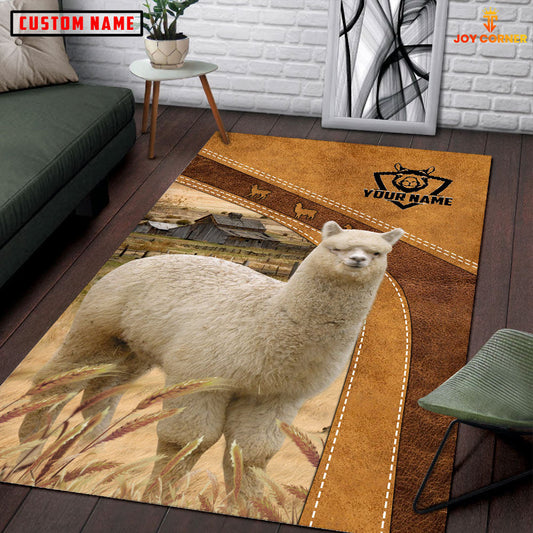 Uni Alpaca Farming Brown Personalized Name 3D Rug
