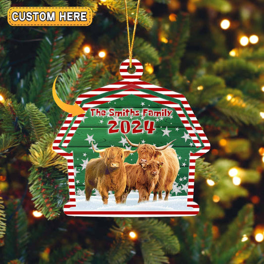 Uni Highland Cattle Lovers Christmas Gift 2024 Custom Shape Acrylic Ornament