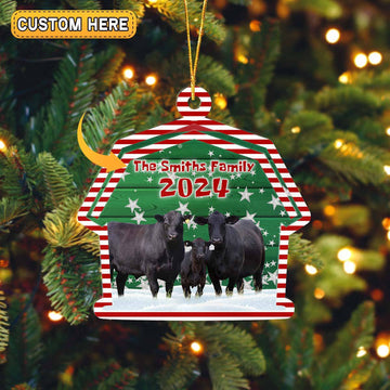 Uni Black Angus Cattle Lovers Christmas Gift 2024 Custom Shape Acrylic Ornament