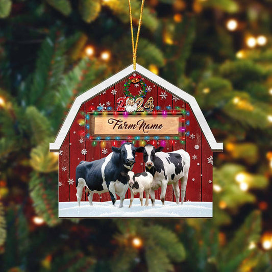 Uni Holstein Cattle Lovers Christmas Gift Red Barn Custom Shape Acrylic Ornament