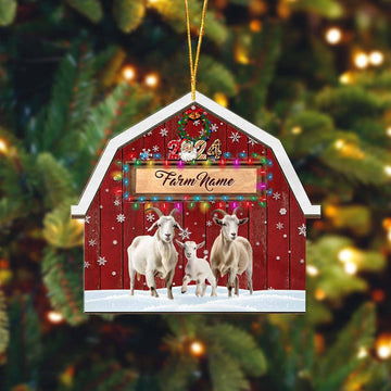 Uni Goat Lovers Christmas Gift Red Barn Custom Shape Acrylic Ornament