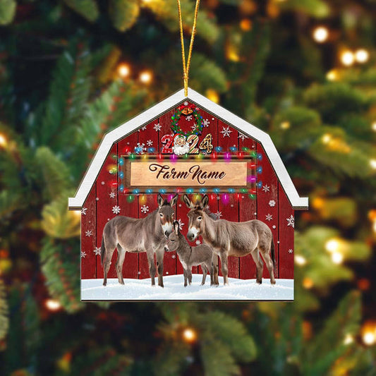 Uni Donkey Lovers Christmas Gift Red Barn Custom Shape Acrylic Ornament
